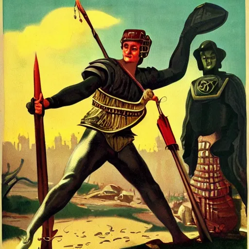 Prompt: Ivanhoe, vintage pulp art