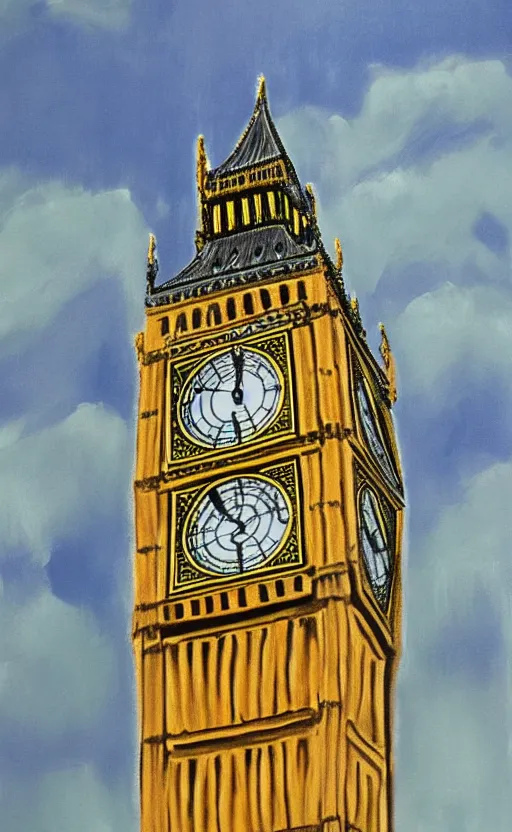 Prompt: detailed photorealistic painting of a man riding big ben