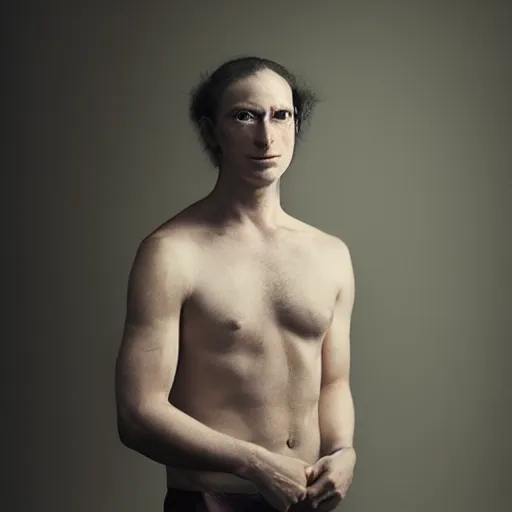 Prompt: portrait of eevee - human hybrid, by annie leibovitz, portrait of a man, studio lighting