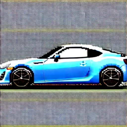 Prompt: “ 8 - bit pixel art of 2 0 1 6 scion fr - s in oceanic blue ”