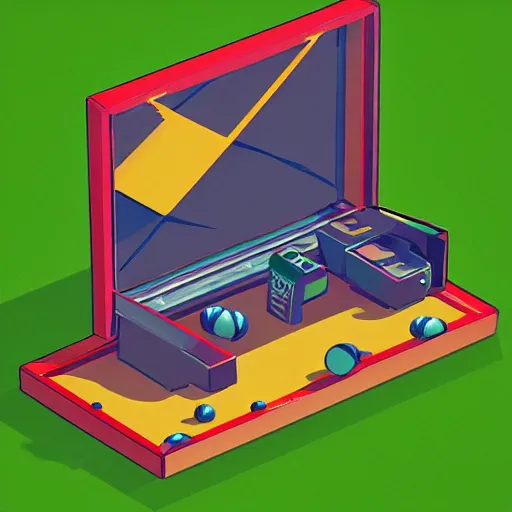 Image similar to soccer lootbox in the style of peter tarka, 3 d, isometric, game, octane, game, artstation