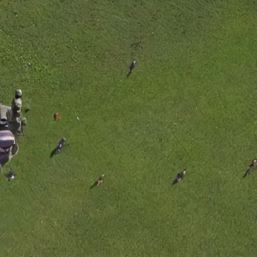 Image similar to military drone view of epstein chasing kids through a field