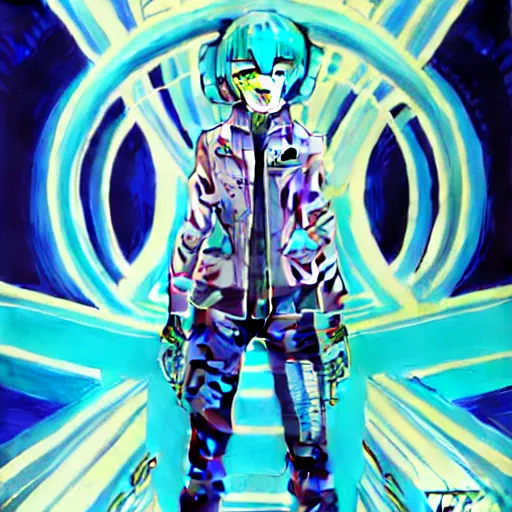 Image similar to high quality high detail 3 / 4 portrait of a hatsune miku as diesel punk character in an futuristic world, techwear, tristan eaton, victo ngai, artgerm, rhads, ross draws, hyperrealism, intricate detailed, alphonse mucha, pastel colors, vintage, artstation