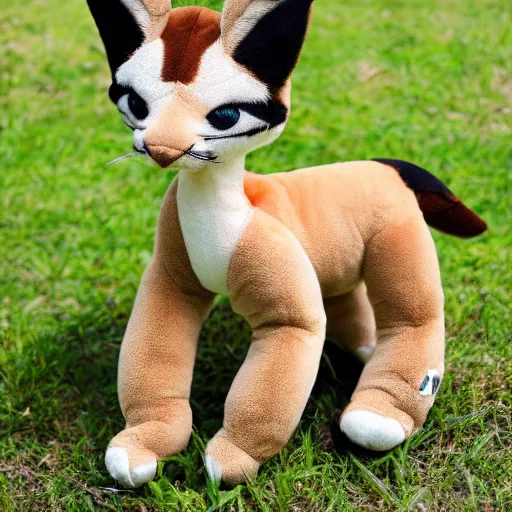 Prompt: soft plushie toy of a cute caracal