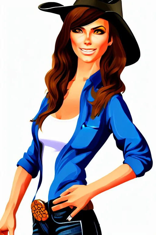 Prompt: full body gtav illustration detailed cowgirl beautiful face