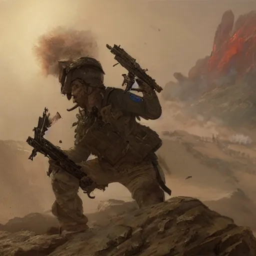 Image similar to a soldier screaming during an battlefield, Matte painting , detailed painting, greg rutkowski