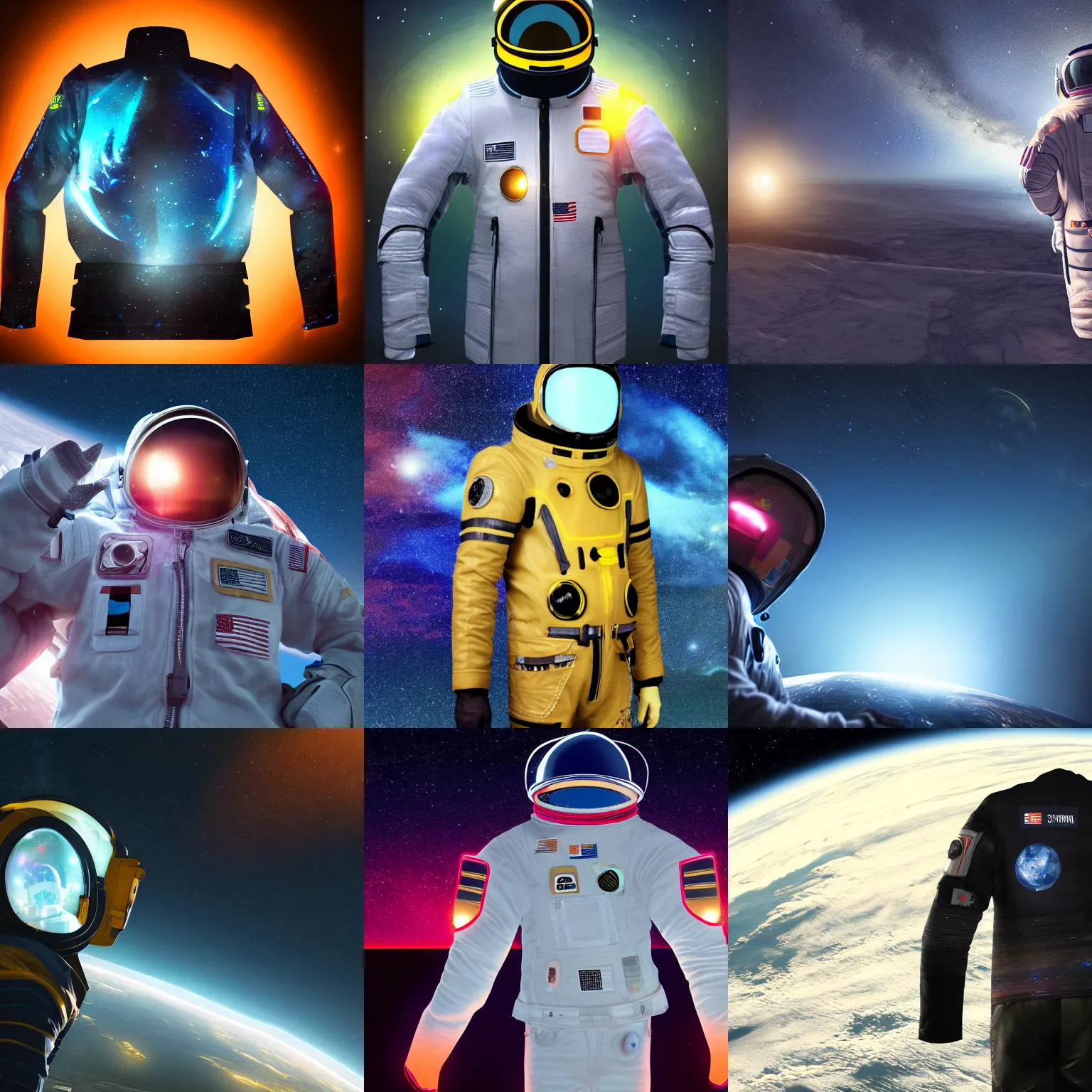 Prompt: Space jacket glowing in the night sky, concept art, photorealistic, hyperrealistic, photogenic, cinematic, detailed