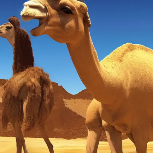 Image similar to a giant camel with an entire city on its back, photorealistic, highly detailed, desert