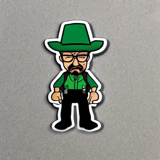 Image similar to die cut sticker, walter white with wings in the joker outfit