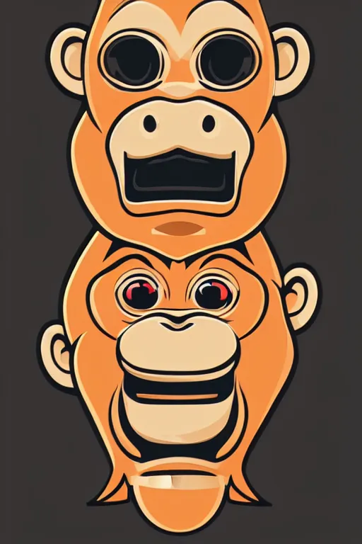 Image similar to Portrait of a Monkey, mafia, gangster, sticker, colorful, illustration, highly detailed, simple, smooth and clean vector curves, no jagged lines, vector art, smooth