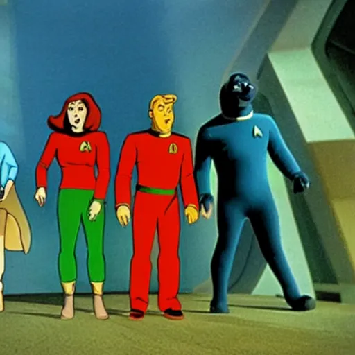 Prompt: film still of scooby - doo in star trek, 4 k,