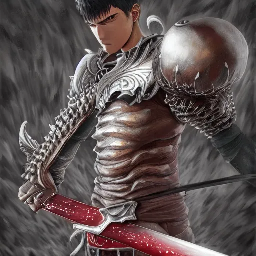 Image similar to Guts, Berserk, very detailed, artstation, digital art, masterpiece, award winning, greatsword