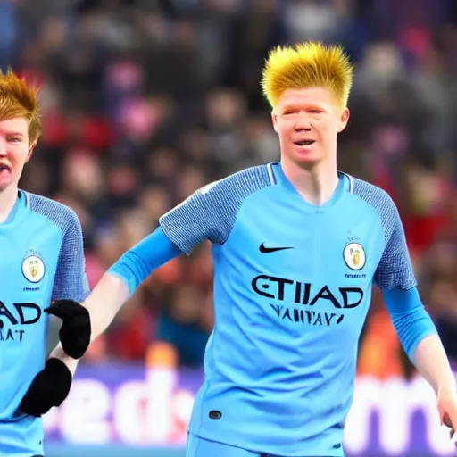 Prompt: Thomas Meunier and Kevin de Bruyne in Captain Tsubasa