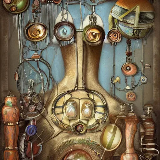 Prompt: Another dimension universe inside ampoules and alambics in a surreal ancient doctor's bag, intricated detailed, soft painting depth of field, trending on artstation