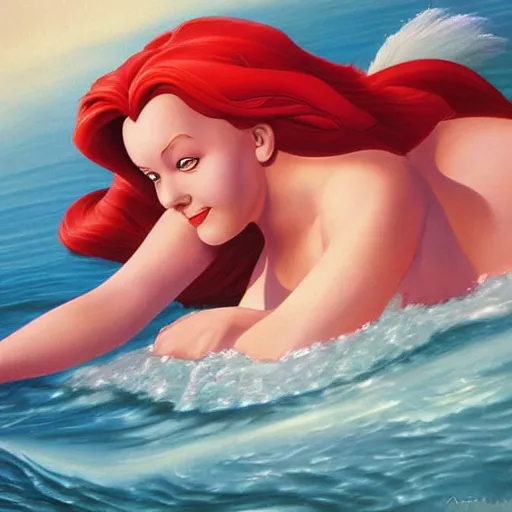 Prompt: detailed painting of little mermaid from disney by alex ross