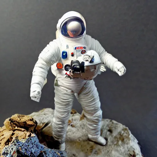 Image similar to a space admiral towing an asteroid, space backdrop, everything made of papier - mache canon 5 d 5 0 mm lens, diorama,