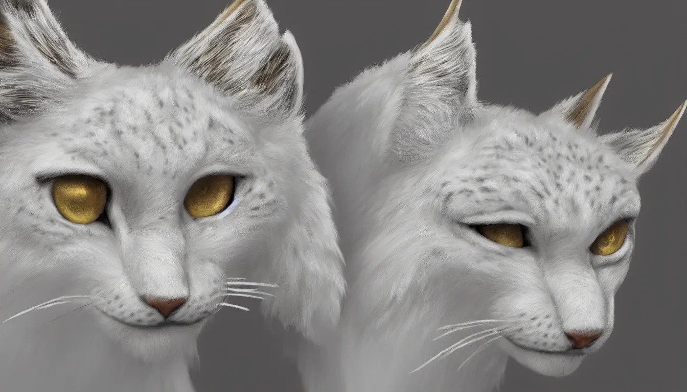 Image similar to white anthropomorphic lynx portrait, furry digital art, trending on artstation, 4k,