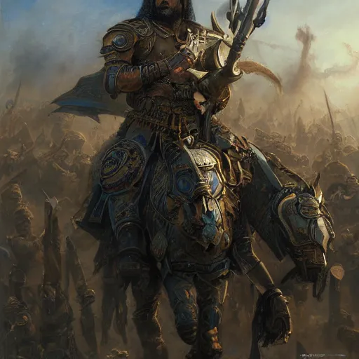 Image similar to the strongest persian warrior, face covered in shadows by his helmets, highly detailed painting by donato giancola and bayard wu, 8 k, digital art