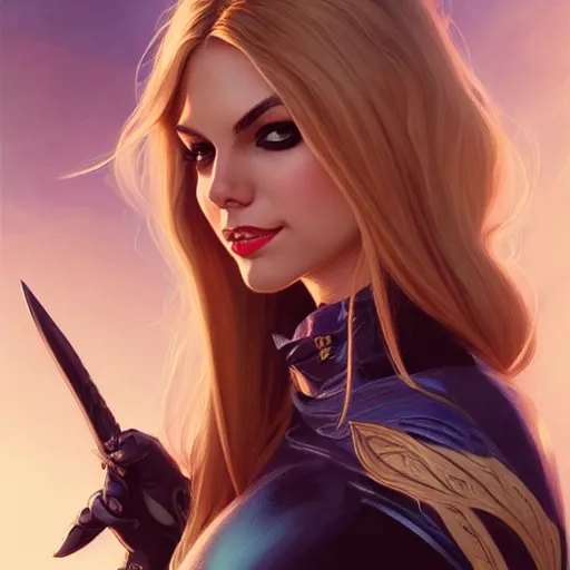 Image similar to Blonde Victoria Justice as Bat Girl, western, D&D, fantasy, intricate, elegant, highly detailed, digital painting, artstation, concept art, matte, sharp focus, illustration, art by Artgerm and Greg Rutkowski and Alphonse Mucha