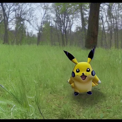Prompt: trailcam footage of pikachu coping with depression