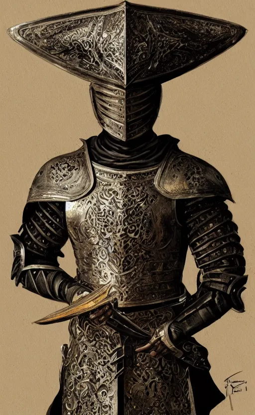 Image similar to knight alain delon, blackened armor, 16th century, traditional corsican, intricate, highly detailed, artstation, illustration, jurgens, rutkowski, bouguereau