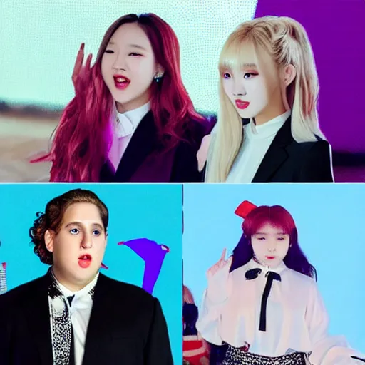 Prompt: Jonah Hill as a Kpop Idol, Twice red Velvet