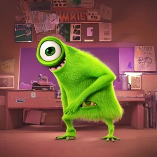 Prompt: mike wazowski smoking weed