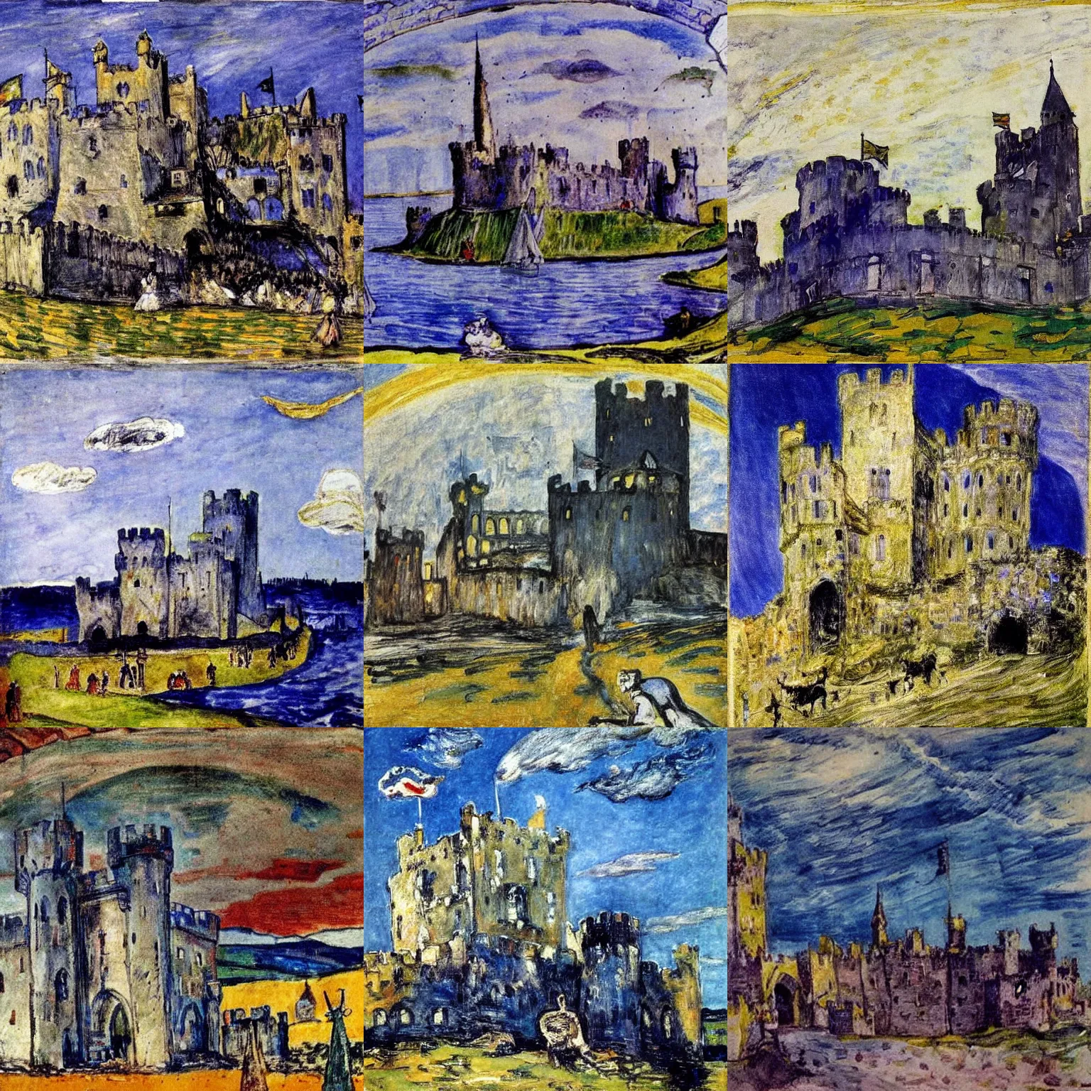 Prompt: medieval castle, by jack butler yeats