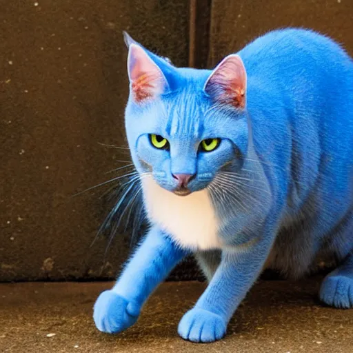 Prompt: A blue cat called Run Run