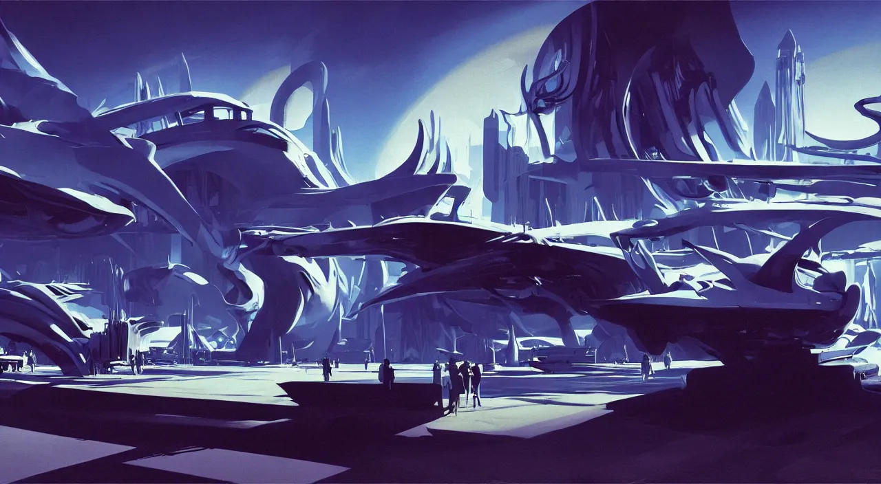 Image similar to i ate civilization it poisoned me; i was defiled. And then, i ate my own wikedness matte painting dramatic blue lighting syd mead channah yata