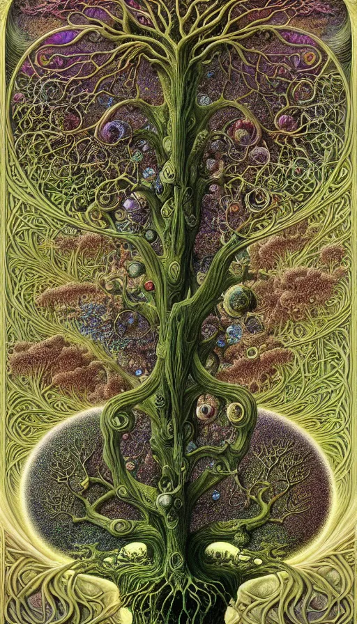 Image similar to tree of life by roger dean and andrew ferez, art forms of nature by ernst haeckel, divine chaos engine, symbolist, visionary, art nouveau, botanical fractal structures, organic, detailed, realistic, surreality