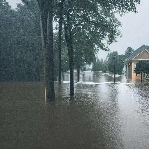 Prompt: suburban neighborhood flooding with rain, rainy atmosphere!!!!, trending on unsplash, 4 k photorealism, 8 k quality