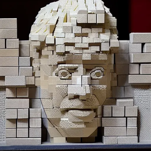 Image similar to boris johnson made out of blocks