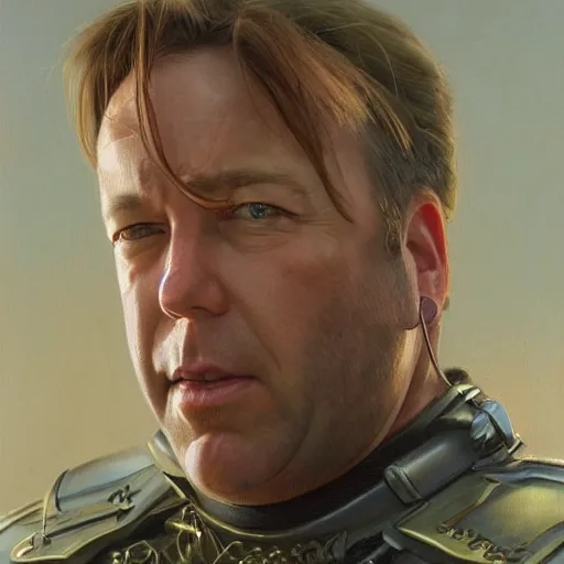 Prompt: Alex Jones portrait art by Donato Giancola and Bayard Wu, digital art, trending on artstation, 4k