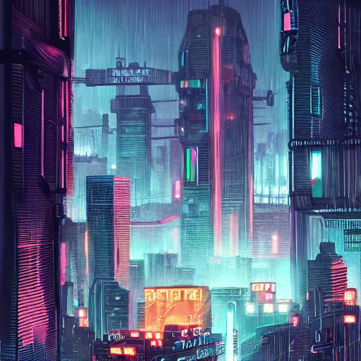 Image similar to landscape of a brutalist neon lit blade runner city in the style of Rob Lefield and Dan Mumford , trending on artstation, digital art, first person perspective-W 1216