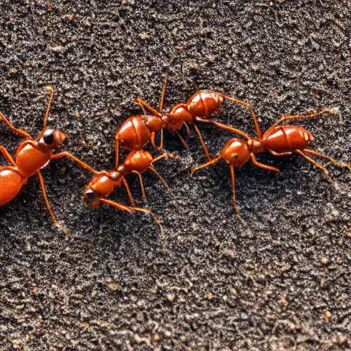 Image similar to Photograph Macro shot of ants in sand, 50x Zoom, DSLR, HDR, artstation,