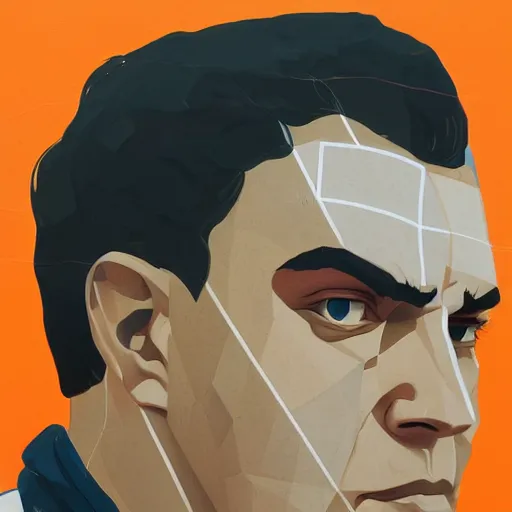 Prompt: close up protrait of Maurice Richard, profile picture by Sachin Teng, asymmetrical, Organic Painting , Matte Painting, geometric shapes, hard edges, habs graffiti, street art:2 by Sachin Teng:4