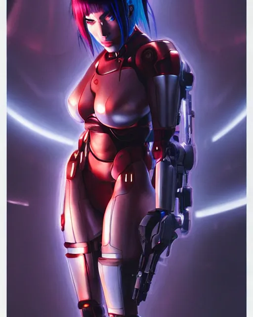 Image similar to movie still portrait photo of megan fox as the major ghost in the shell as cyborg woman by pixar, by weta, wlop, ilya kuvshinov, rossdraws, artgerm, maxim cover, latex, sweaty, iridescent, bright morning, anime, liosh, mucha