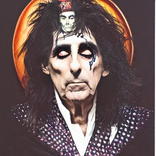 Prompt: alice cooper as a divine deity