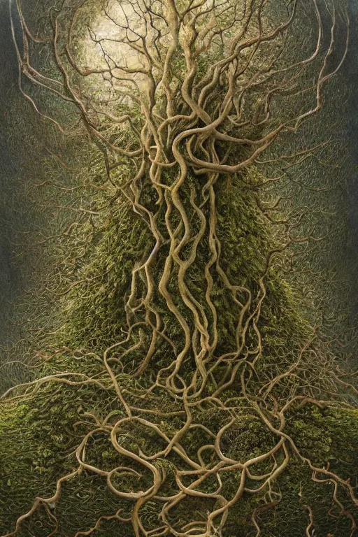 Prompt: Intricate stunning highly detailed mother earth, 🌱, by agostino arrivabene and Vladimir Kush, surreal, digital painting, ultra realistic, dramatic lighting, twisted vines, lush plants, pristine water, artstation