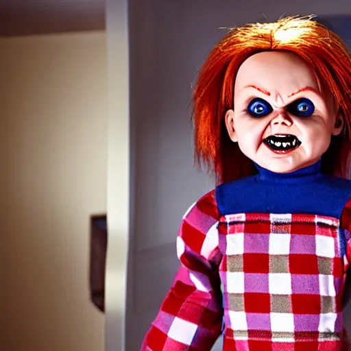 Prompt: chucky the killer doll standing in the room