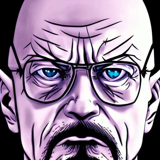 Image similar to walter white in jojos bizarre adventure, 4 k, hyper realistic, anime style, illustration