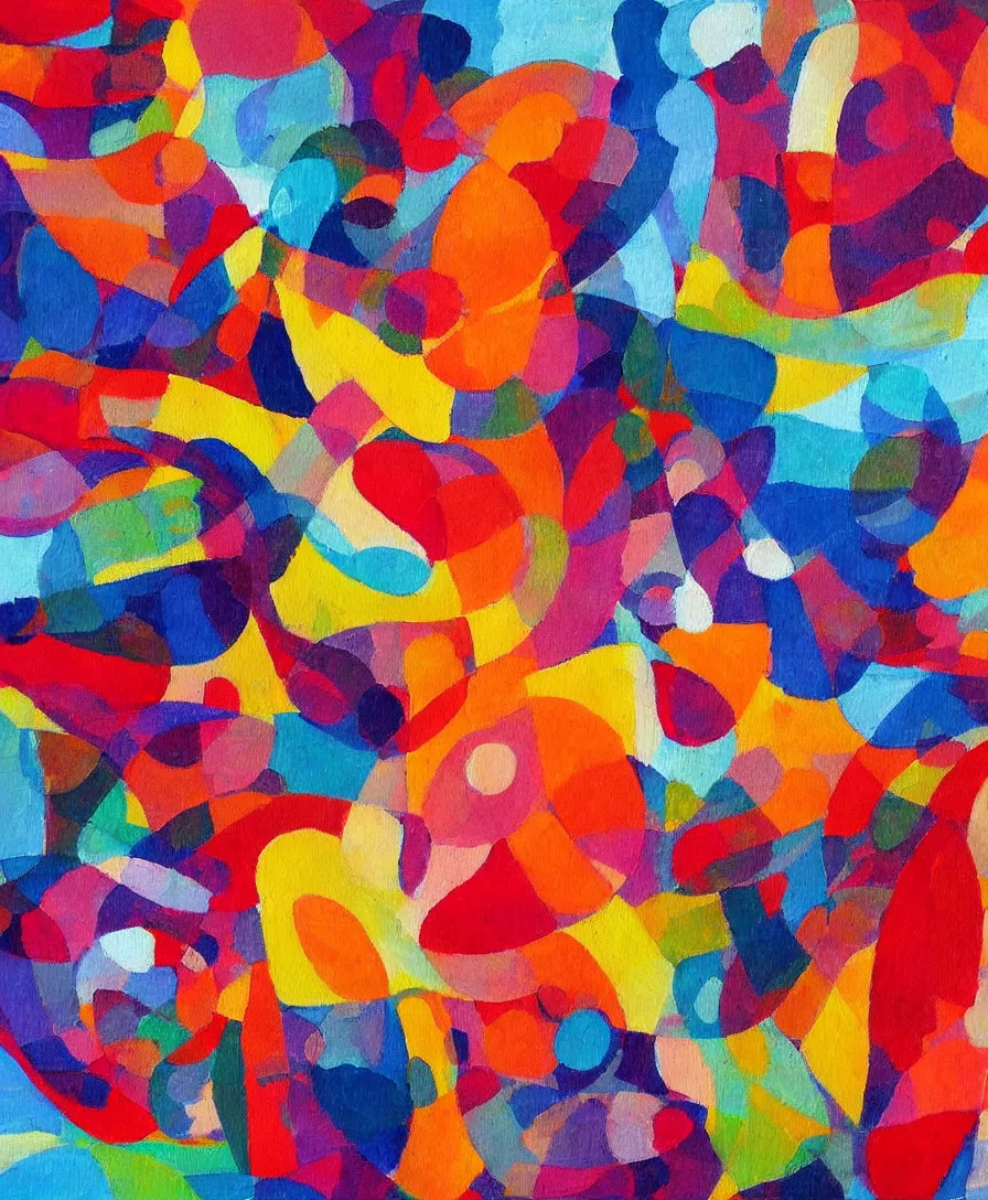 Prompt: a painting of abstract, colorful shapes