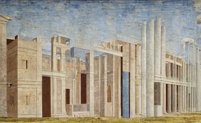 Image similar to a building in the ideal city by piero della francesca