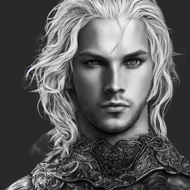 Image similar to studio portrait graceful, masculine rhagar targaryen young ultrafine hyperrealistic detailed face intricate linework, sharp focus, bright colors, matte, octopath traveler, final fantasy, unreal engine highly rendered, global illumination, radiant light, intricate environment