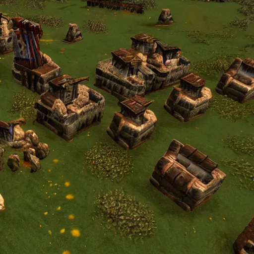 Prompt: a screenshot from a neolithic themed rts game