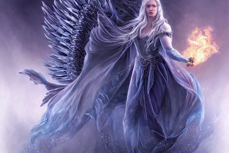 Prompt: Majestic beautiful young female ice goddess!! fighting a beautiful evil fire goddess!! intricate, epic, elegant, menacing, fantasy, highly detailed, digital painting, hard focus, beautiful volumetric lighting, epic light, ultra detailed, souls, smoke, icicle, frozen by Leesha Hannigan, Ross Tran, Thierry Doizon, Kai Carpenter, Ignacio Fernández Ríos