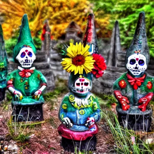 Prompt: day of the dead garden gnomes HDR flickr style award winning