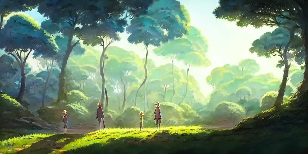 Prompt: a wholesome animation key shot of a post apocalyptic 8 0's urba warm planet lanscape and hipster vegetation and trees, magical light by studio ghibli, animation, sharp, rendered in unreal engine 5, focused, anime key art by greg rutkowski, bloom, dramatic lighting