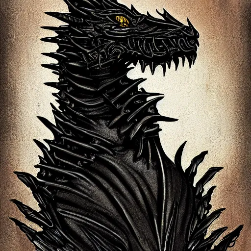 Image similar to Portrait of a terrible black dragon by glenn rane